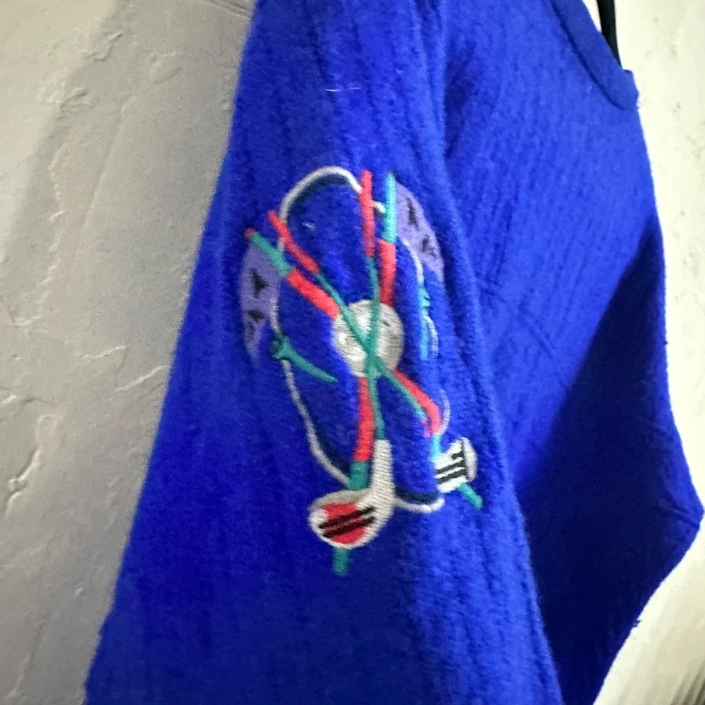 Pringle Nick Faldo Argyle Lambswool Golf Crew Neck Blue Sweater Sz Mens Medium